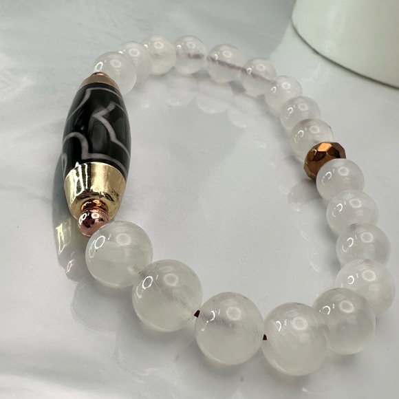 SOUL PURIFIER SELENITE NATURAL STONES BRACELET size 7” - Picture 5 of 10